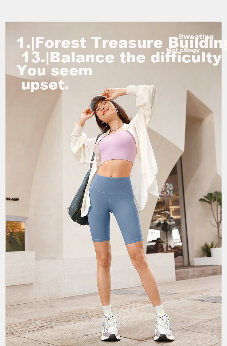 VFU Xingqing Five-Minute Yoga Pants, Outdoor Sports Cycling Shorts, High-Waisted Butt-Lifting Tight-Fitting Shorts, Rose Pink, Size S 8