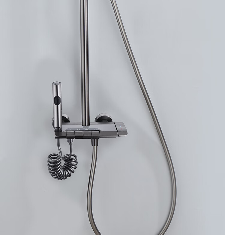 Platinum Pomelo Shower Set with Digital Display Ambient Light, Pressurized Showerhead Full Home Shower System, Piano Key Four-Function 8008 3