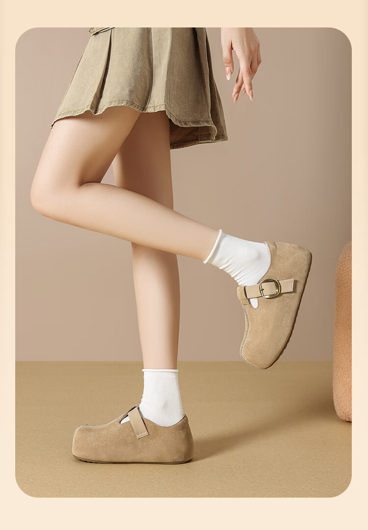 ZHR Height-Increasing Birkenstock Sandals for Women, Kappa Versatile Women's Shoes, Spring And Autumn Lightweight Casual Flats for Women, JT191 Khaki Size 36 4