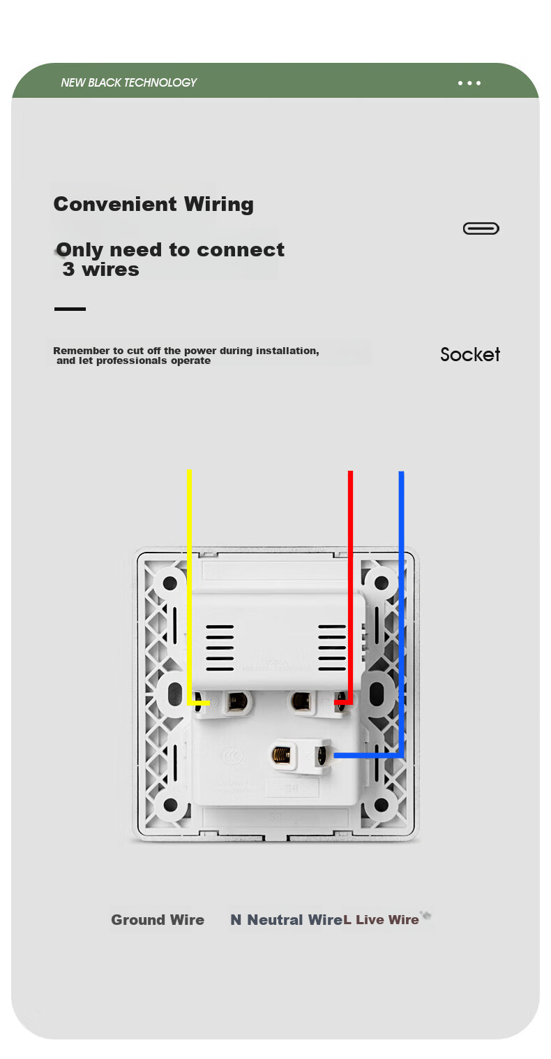 FDD Concealed 86-Type 20W Fast Charging USB Socket Switch Panel Wall-Mounted Mobile Phone Charging Type-C Home Five-Hole Five-Hole 20W Fast Charging USB+typeC (White) 8