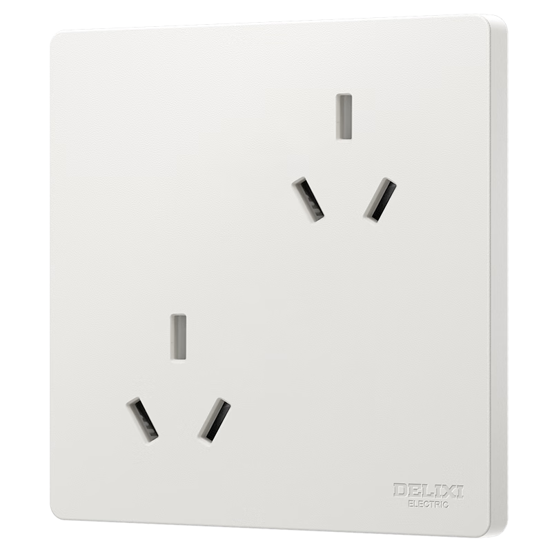DELIXI Switch Socket Matte Frosted Cream Style Large Panel Six-Hole Socket CD806 Han Jade White