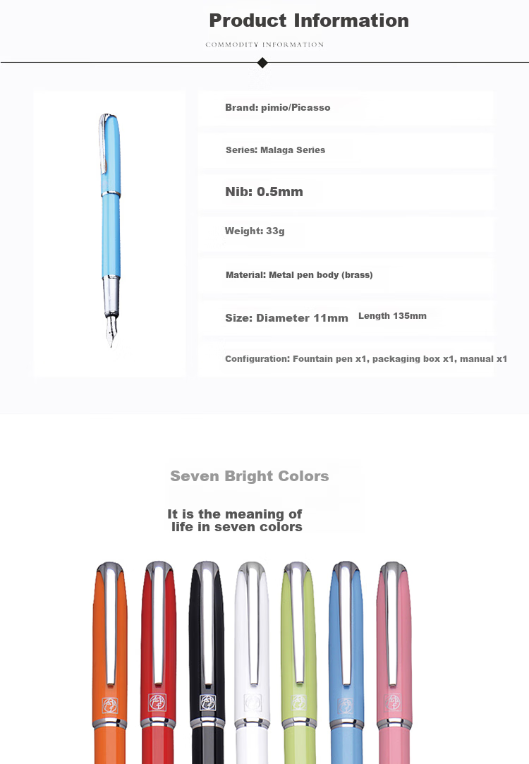 Pimio Fountain Pen, Signature Pen, Business Office Gift, Adult Student Handwriting Practice, Birthday Gift for Men And Women, Iridium Gold Ink Pen, 916 Light Blue 4