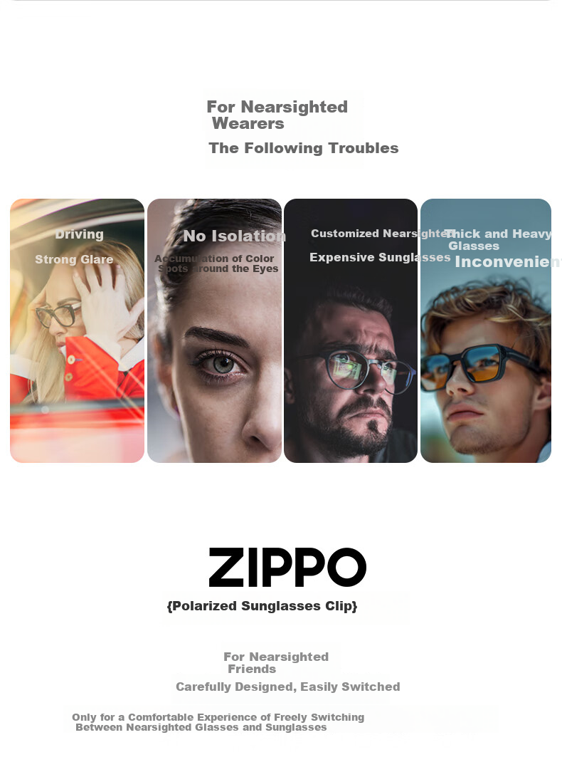 ZIPPO American Myopia Sunglasses for Driving, Polarized Clip-On Sunglasses, Outdoor Portable Ultra-Light for Men And Women, 825C1 6