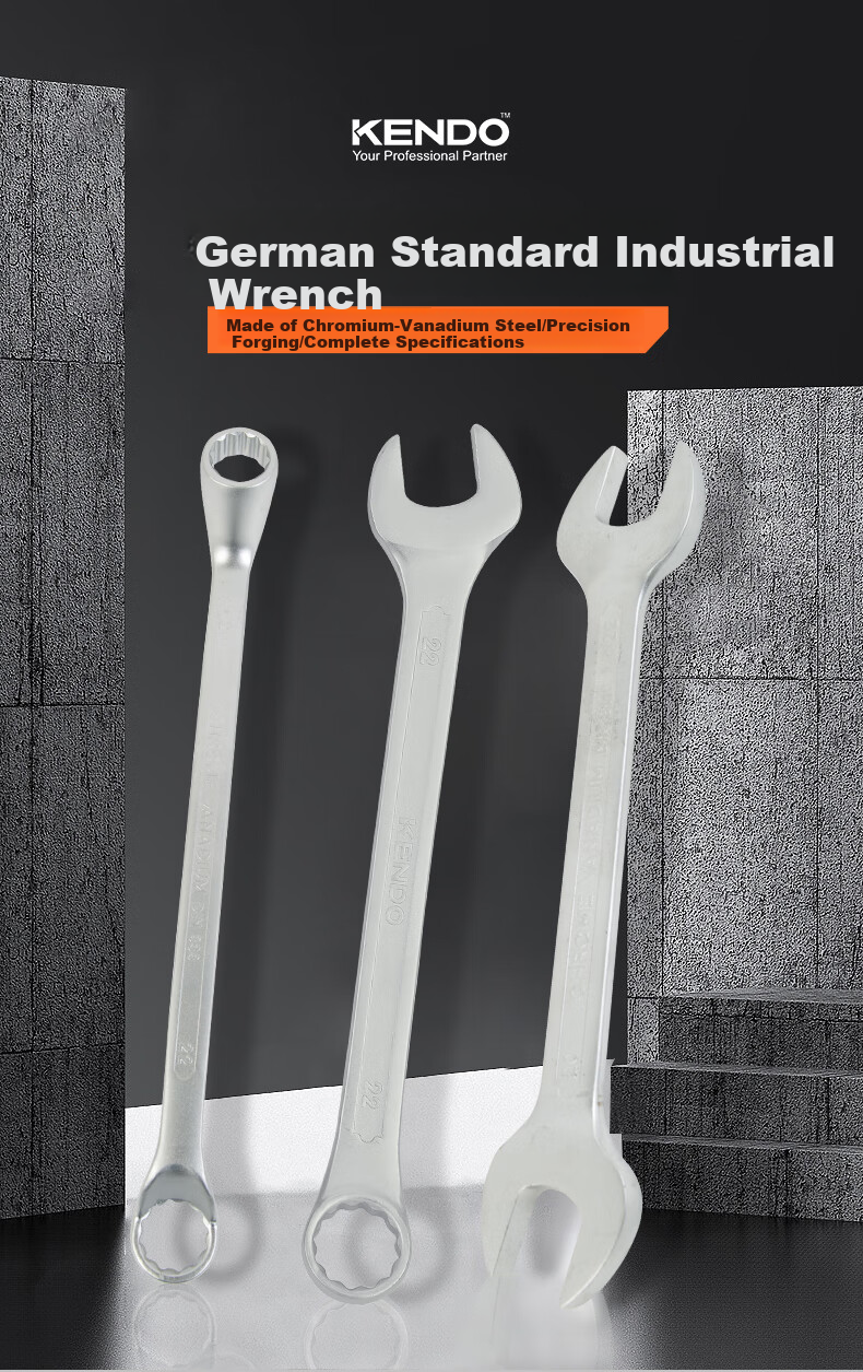 KENDO Plum Blossom Double-Ended Wrench Set, Automotive Repair Tools, Open-End And Box-End Wrenches, 8-Piece Set 1