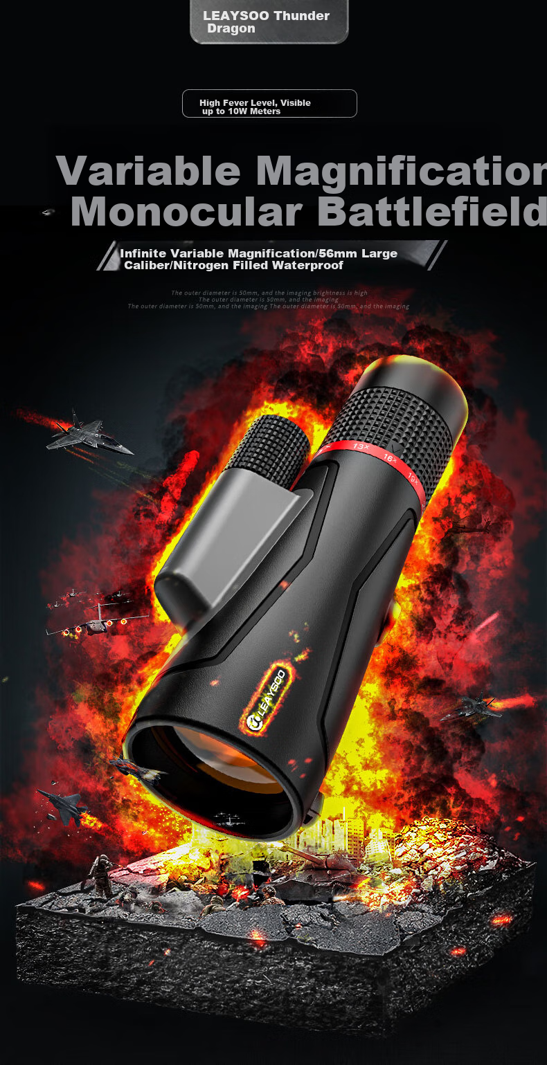 Leaysoo Eagle Eye 10-22X56 Large Eyepiece High-Definition Zoomable Nitrogen-Filled Waterproof Professional-Grade Adult Outdoor Concert Binoculars, Black 1