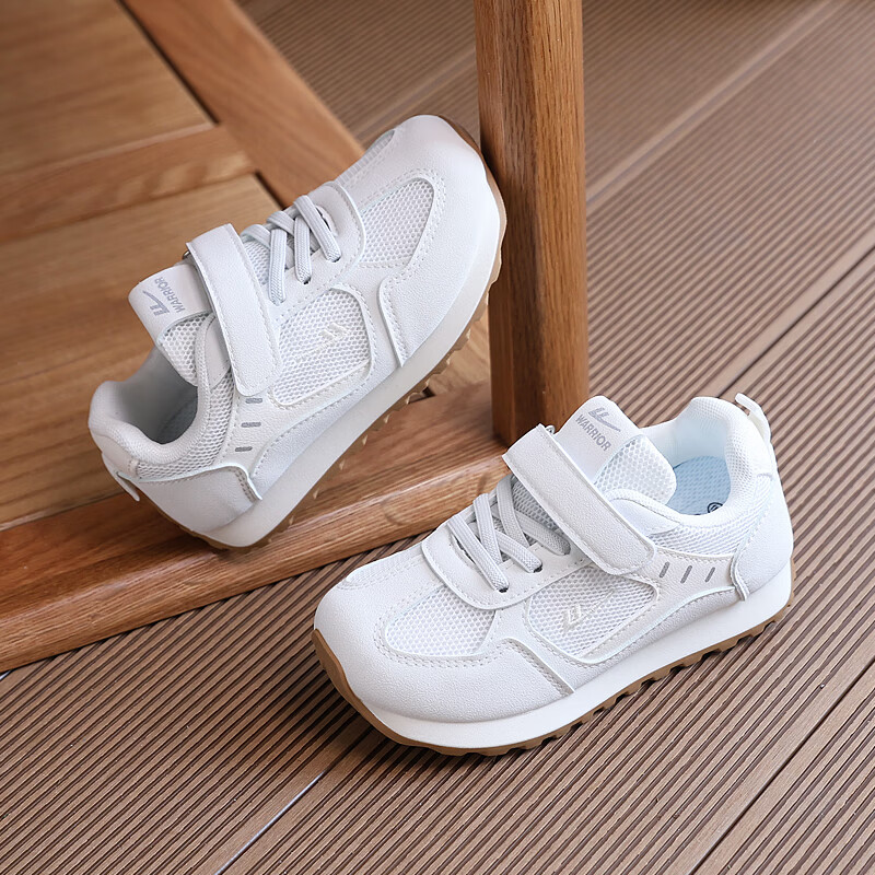 Warrior Children's White Sneakers Sports Skateboard Shoes for Boys And Girls, Big Kids' Forrest Gump Shoes WZ(CL)-1605 Beige 33