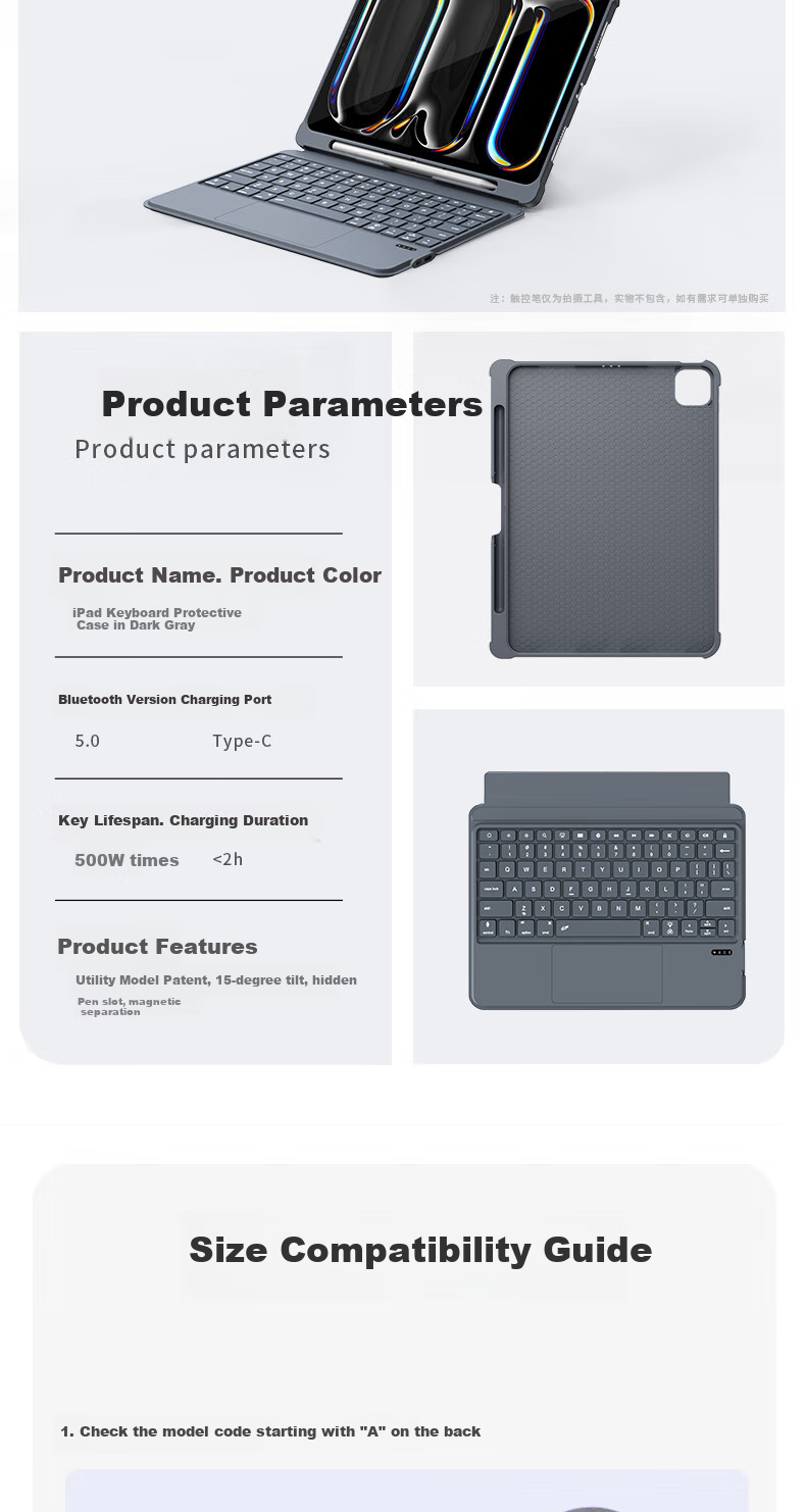 MUSTTRUE IPad Magic Keyboard [2026 Upgrade] Compatible with Apple Tablets IPad Pro/Air8/7/6/12.9/13-Inch Magnetic Detachable Keyboard with Built-In Pencil Slot Protective Case 14