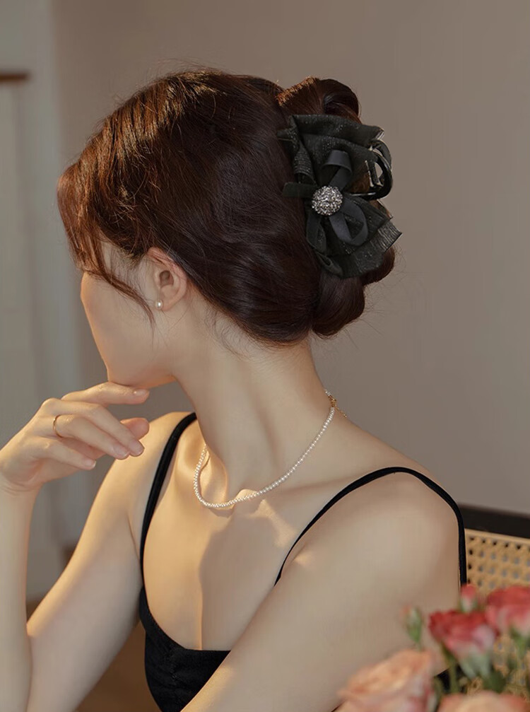 Xiangwan Layered Tulle Bow Hair Clip Hair Claw Shark Clip Hairpin Hair Accessory for Updo 4