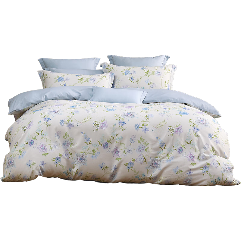 Bellees 4-Piece 100% Cotton Bedding Set Summer Quilt Cover High-End Luxury Bed Set for 1.8m Double/Single Bed