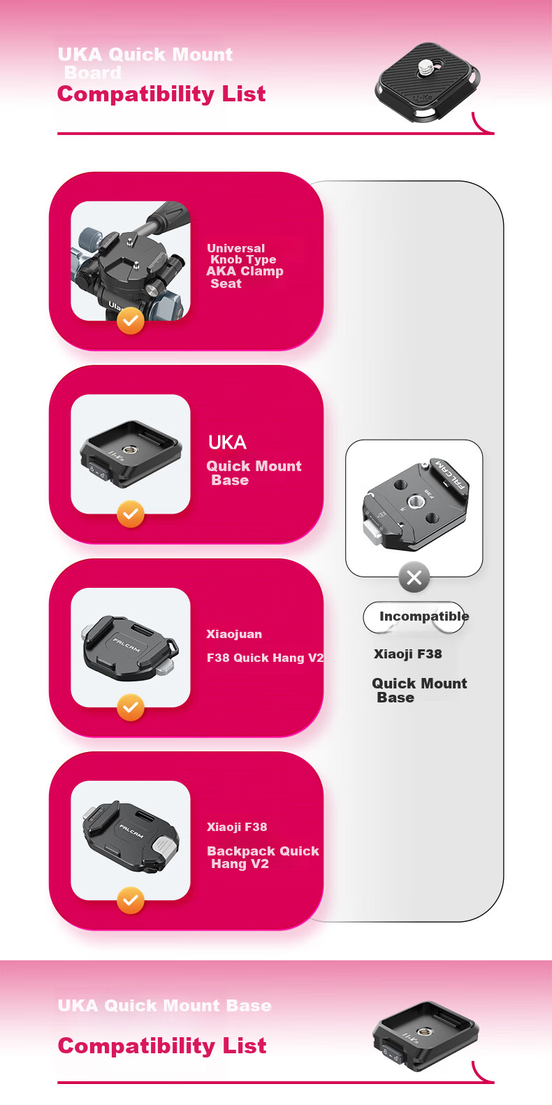 Ulanzi UKA Quick-Release Single Base, Camera Quick-Install Plate, Tripod Head Base Stabilizer, Sliding Rail, External Expansion Photography Universal Accessory 10