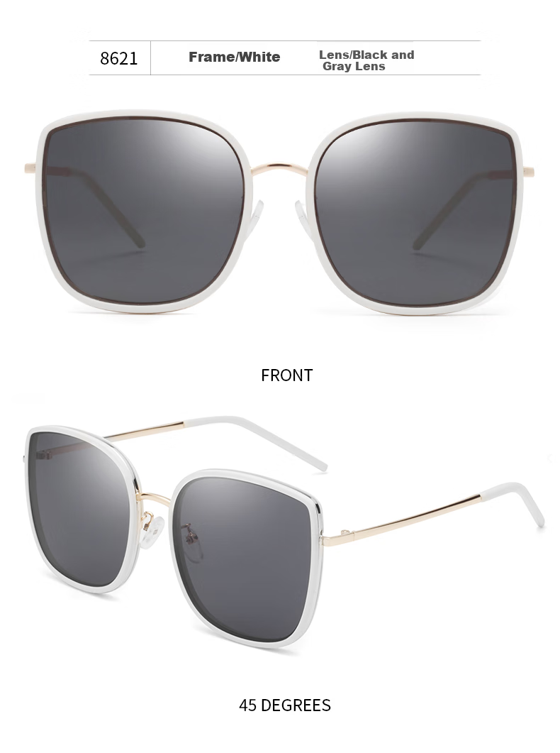 Jardin D'amour Polarized Sunglasses for Men And Women, Fashionable Large Face UV Protection Driving Sunglasses 8621 Black Silver 13