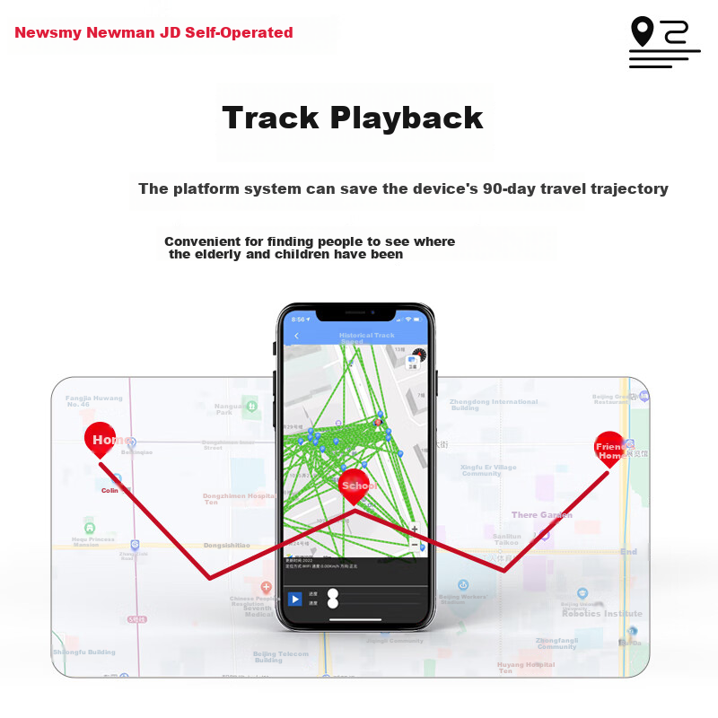 GPS-трекер Newsmy N50-Q5 для пожилых людей и детей, водонепроницаемый, с двойным позиционированием Beidou + GPS