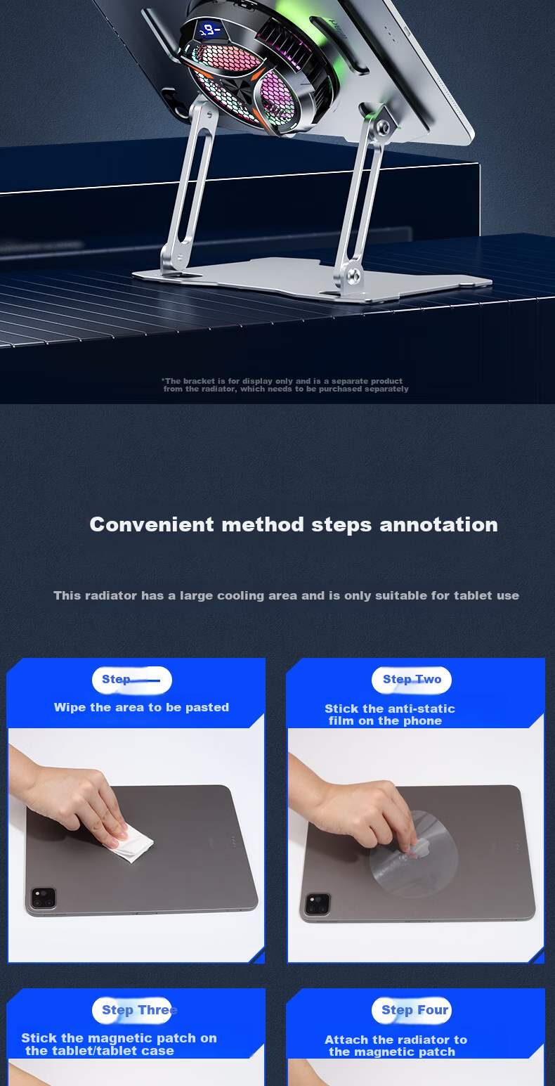 Maitai [High Power] Rotatable Magnetic Cooling Radiator Flat Stand Semiconductor Cooling Water Fan Cooling Device for Gaming Compatible with iPad Apple Black Shark 15