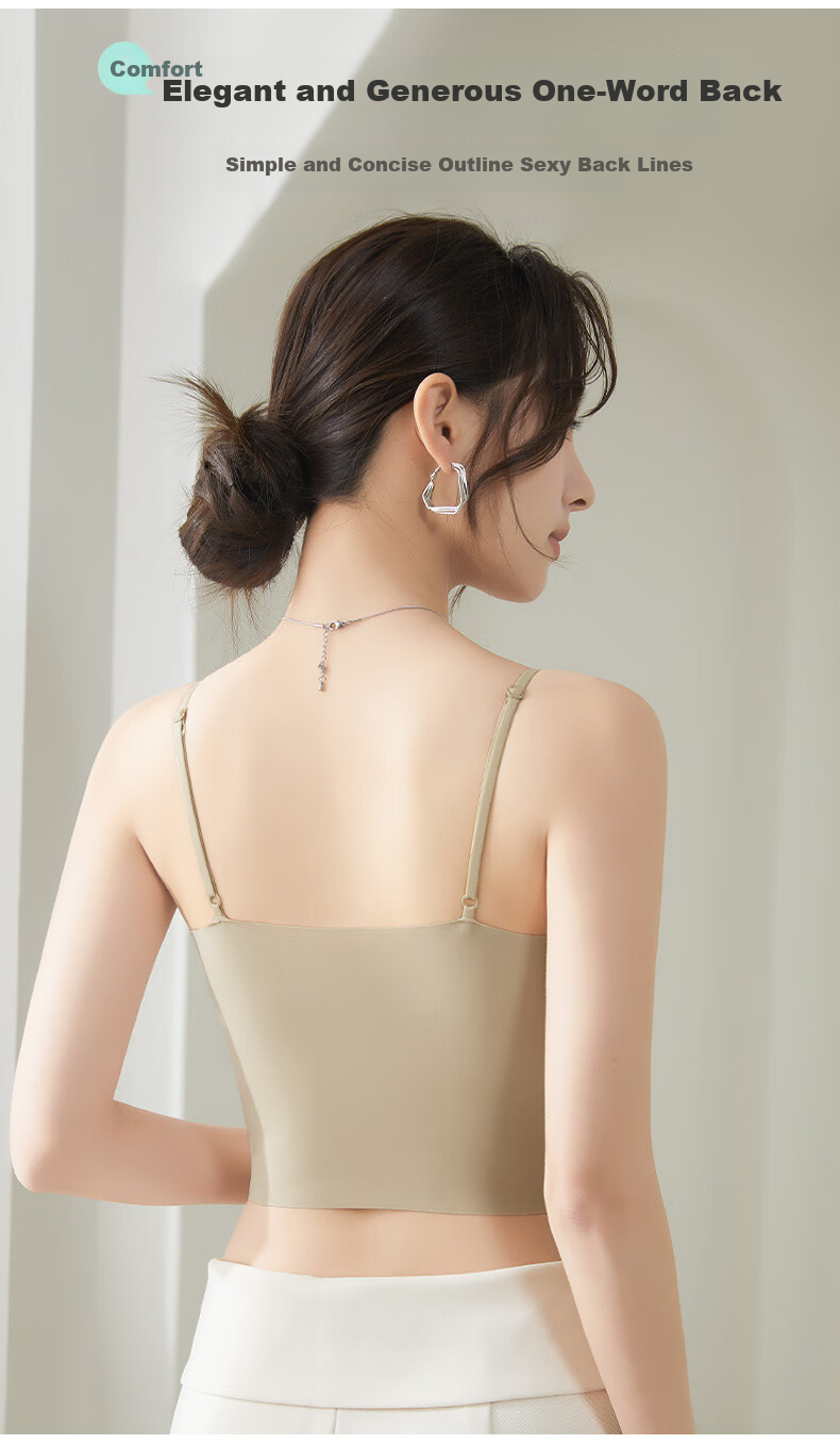 GUJIN Ice Silk Camisole Tank Top for Women with Built-In Bra Pads, Can Be Worn Alone Or As Outer Layer, Slim-Fit Undershirt, Lightweight And Comfortable without Needing A Bra 7