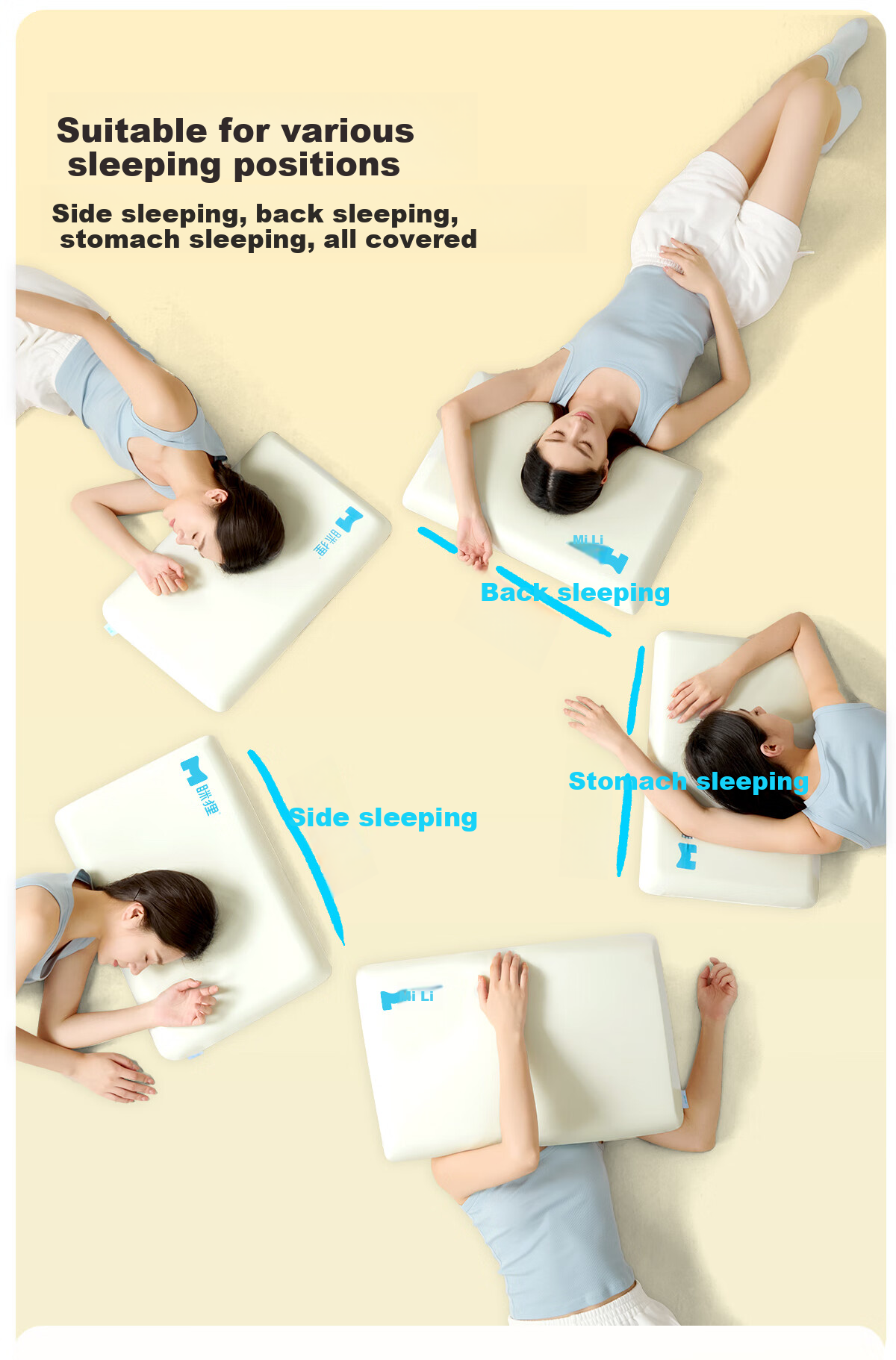 MLILY Neck Pillow, Cervical Support, Deep Sleep Memory Foam Pillow Core, Adult Slow Rebound, Zero Pressure Pillow, Student-Specific, Non-Sagging 7