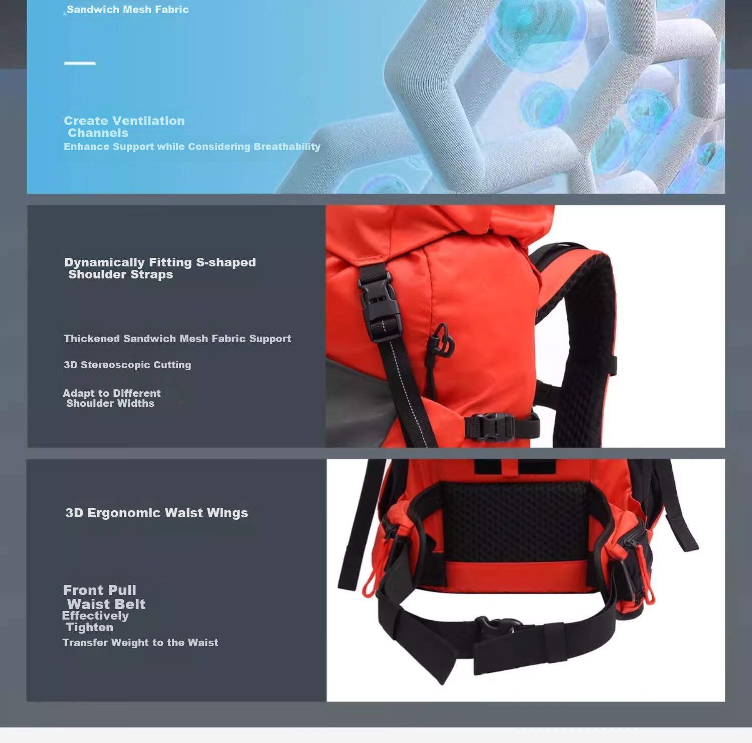 TOREAD Snow Air Hiking Backpack, 38L Outdoor Professional Trekking Backpack, Multifunctional Travel Bag, Sunlight Orange 3