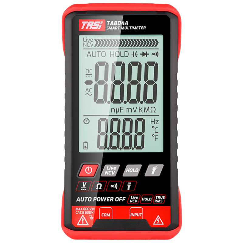 Teansi Multimeter, Smart Burn-Proof Digital Multi-Function Portable Automatic Identification Electrician Multimeter TA804A