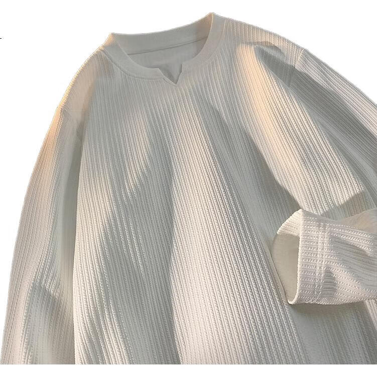 POUM Trendy Inner Layer Sweatshirt for Men, Spring And Autumn Casual Couple Loose Long-Sleeve Undershirt HT24038 White 2XL