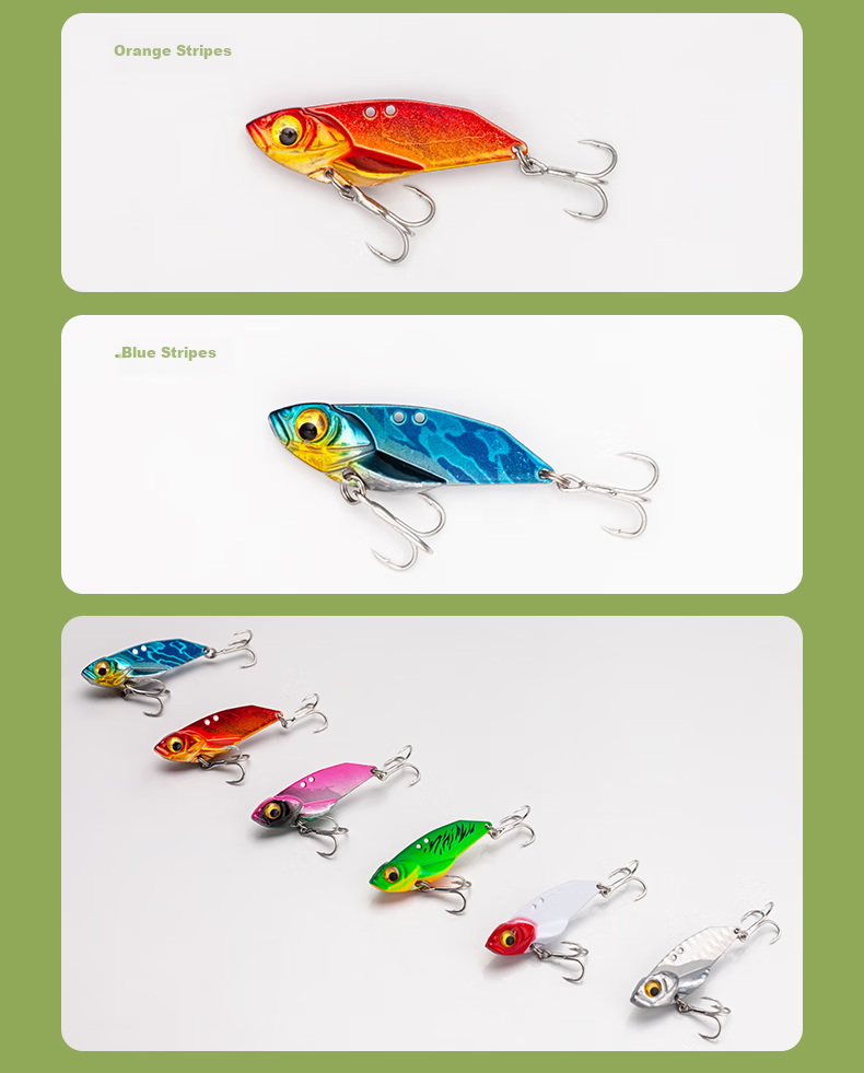 Weilianmeng 7g 6-Pack Tianhe Metal VIB Vibrating Swim Bait Long-Distance Casting Spoon Bass Artificial Bait for Freshwater And Saltwater Fishing Lure Fishing Tackle Accessories 9