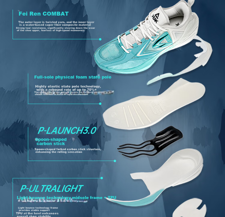 PEAK Sound Explosion S Basketball Shoes for Men, Physical Foam Extreme Spoon-Shaped Carbon Rod, Practical Sports Shoes DA520001 12