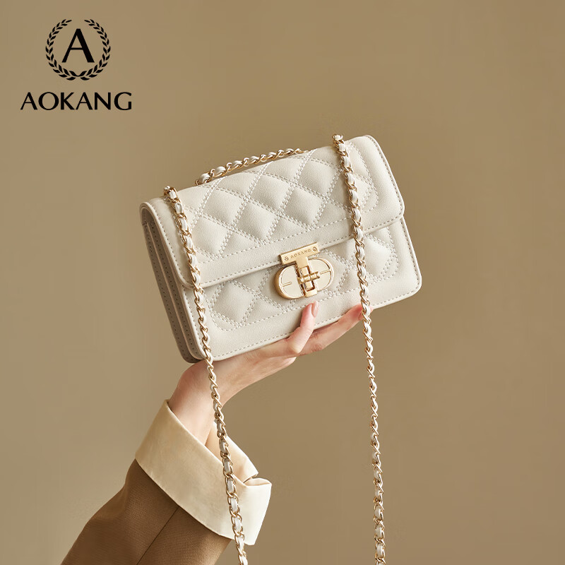 Aokang Women's Handbag, Fashionable Diamond Pattern Chain Bag, Light Luxury Crossbody Shoulder Bag, Birthday And 520 Gift for Wife Or Girlfriend