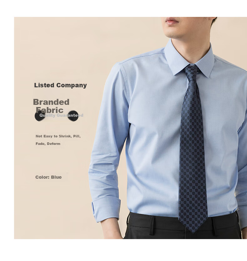 BLACKMONDAY Premium Pure Cotton Long-Sleeve Shirt for Men, Spring And Autumn Liquid Ammonia Wrinkle-Resistant Non-Iron Business Formal Professional Dress Shirt for Me 6