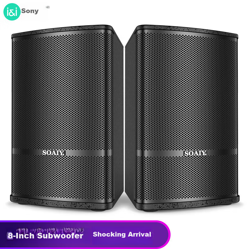 Soaiy Conference Room Audio System Set, 8-Inch Home KTV Background Training Dedicated Microphone Equipment System, Bluetooth Amplifier Wall-Mounted Speaker M38