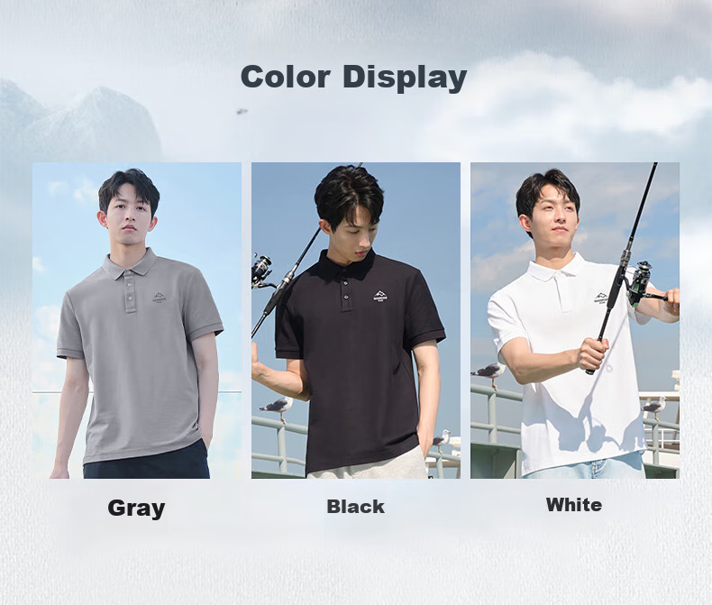 Huili Polo Shirt for Men, Summer Short-Sleeve Quick-Dry T-Shirt, Breathable Collared Casual Wear, Gray, 4XL 3