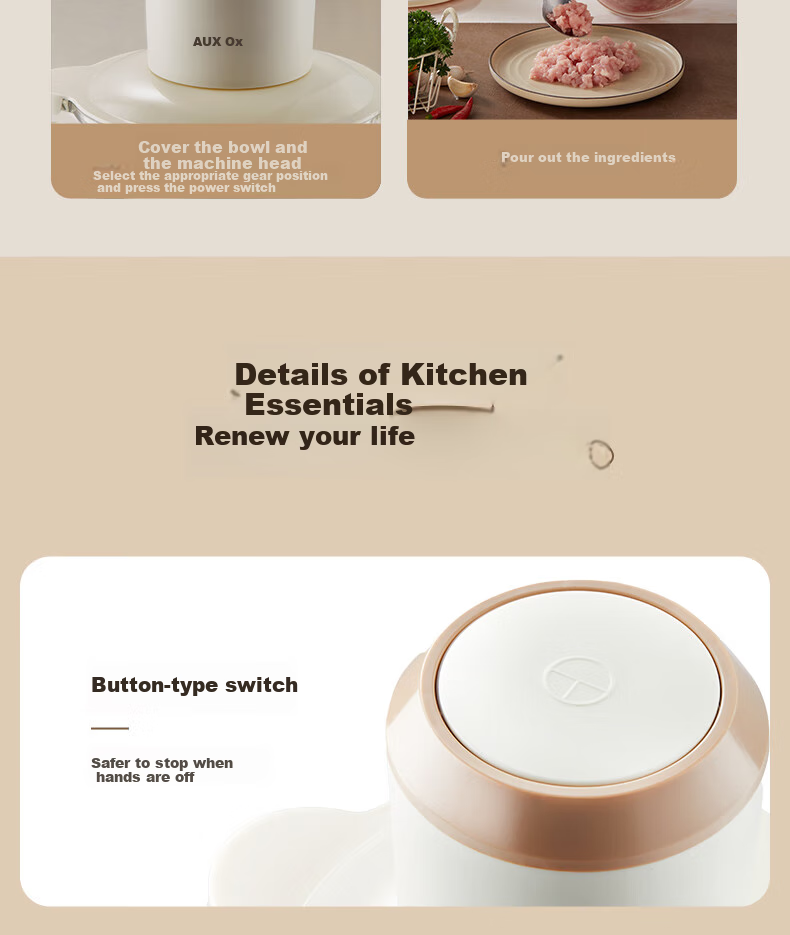AUX Meat Grinder for Home Use, Mincer, Electric Multi-Functional Food Mixer, Meat Chopper, Dumpling Filling And Garlic Paste Maker, Meat Mixer JR116 17