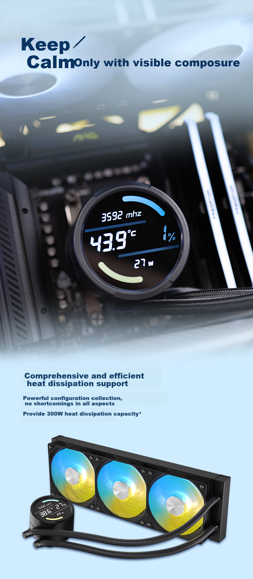 Silverstone E360 MAX White 3.95-Inch LCD Screen CPU Water Cooling Cooler (Pre-Installed Triple Fan/Supports LGA1700/AM5/ARGB/Liquid Leakage Compensation) 4
