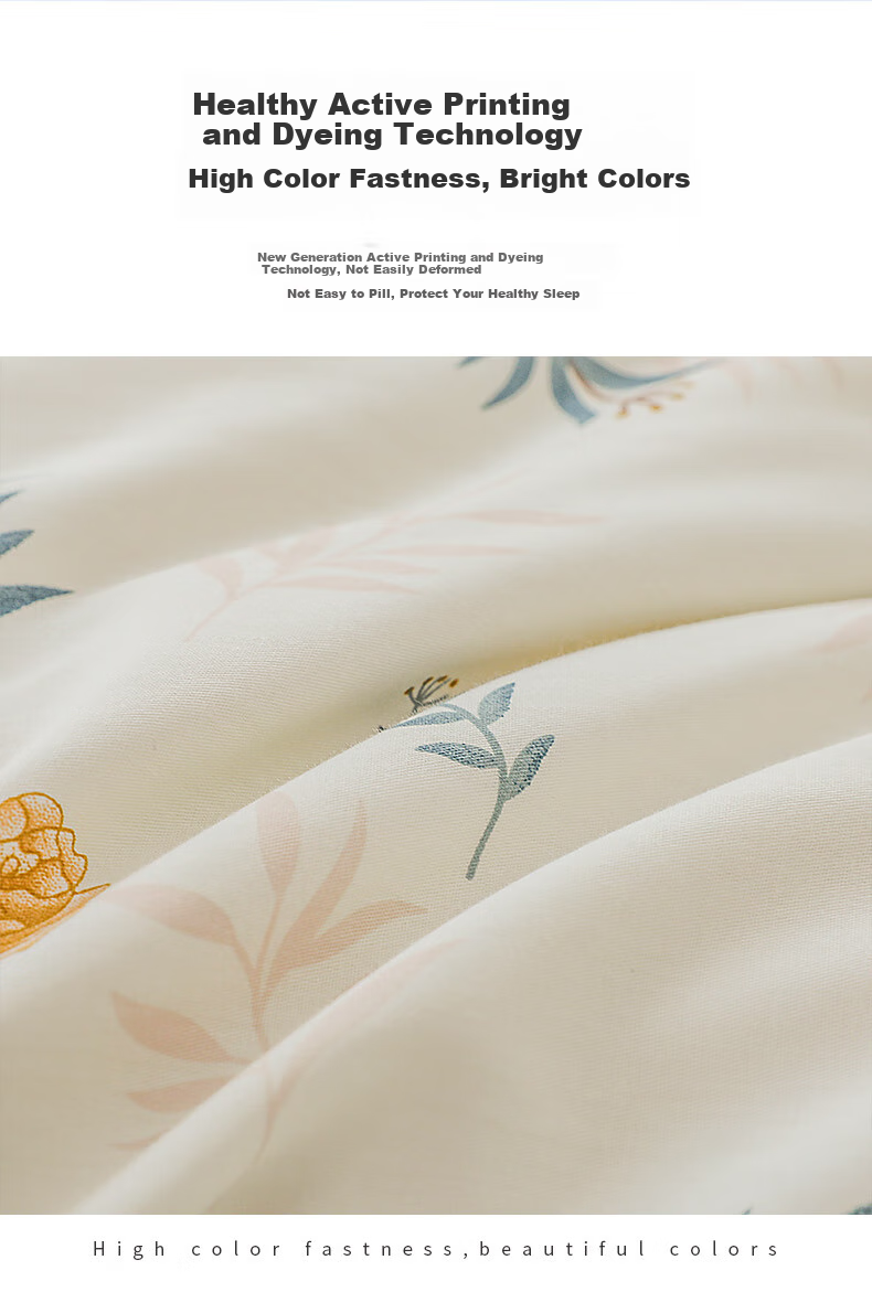 KING SHORE Class A Pure Cotton Four-Piece Bedding Set, 7A Antibacterial And Anti-Mite 100% Cotton Bedding Set, Includes Bed Sheet, Duvet Cover, Pillowcases Combination for 1.8/2M Bed, Zhu Sheng Kong Ye 5