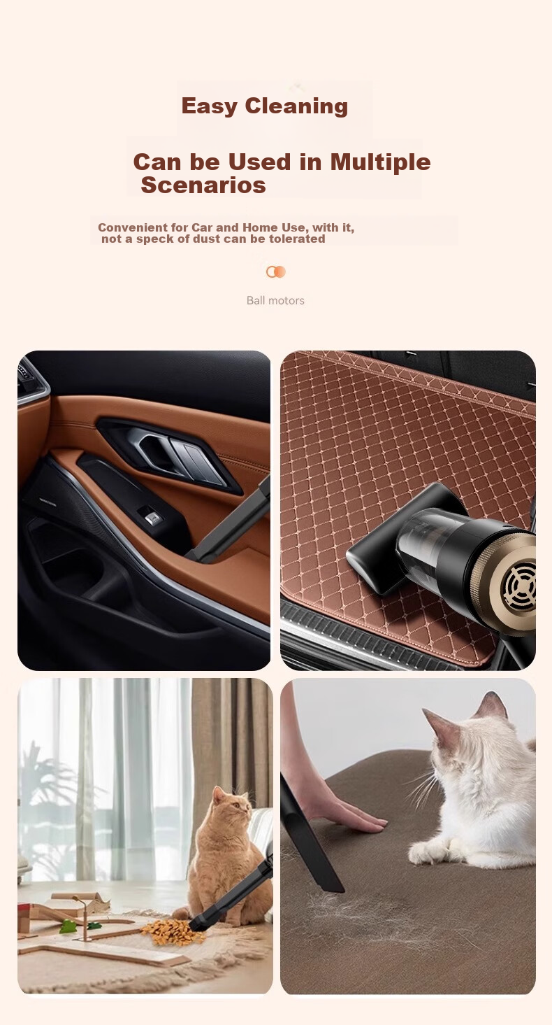 HELLOLEIBOO Car Vacuum Cleaner with Strong Suction, Cordless Handheld Vacuum for Car And Home Use, High Power Compact Blower And Suction Four-In LT-150 8