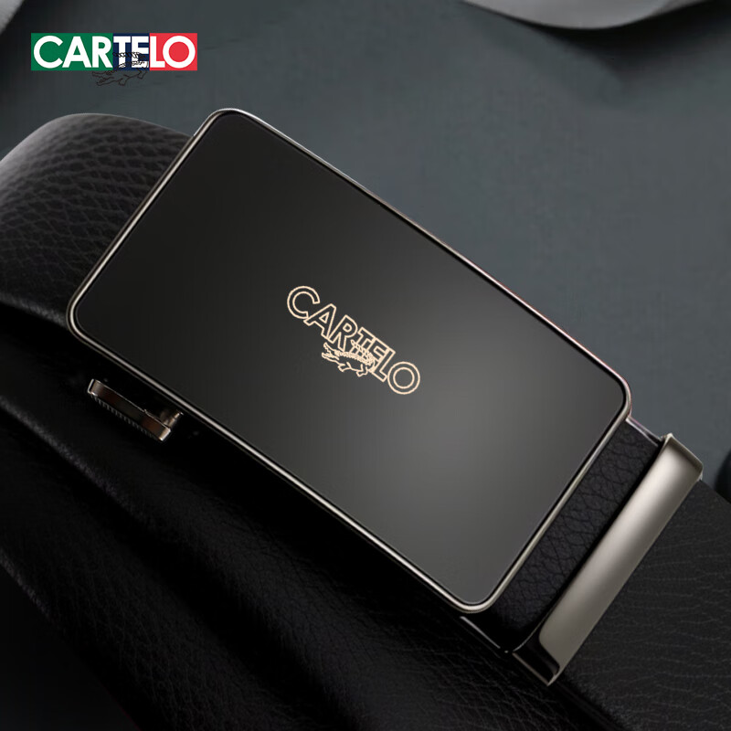CARTELO Men's Belt, Top-Grain Leather, Automatic Buckle, Casual Trouser Belt, Business Gift for Birthday Or Valentine's Day, Present for Boyfriend