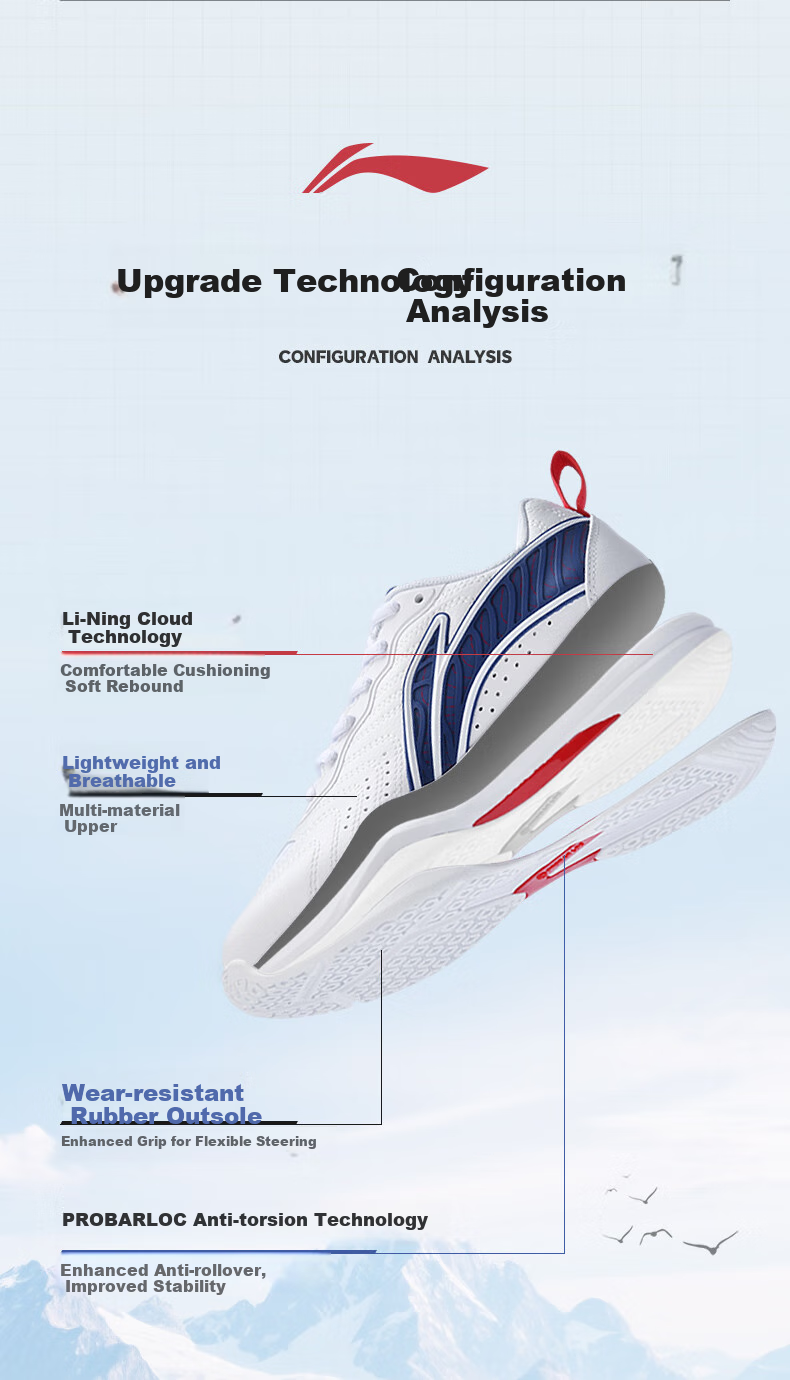 Li-Ning Table Tennis Shoes Eagle Eye 3.0, Non-Slip, Wear-Resistant, Breathable, Professional Training Sports Shoes, Unisex Style, White/gold Color, Size 38 3
