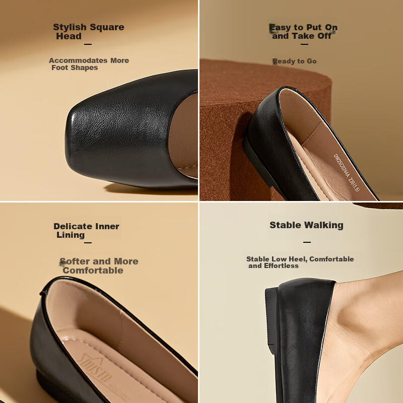 Dusto Flat Single Shoes for Women, 2026 New Spring Style, Versatile Commuter Shoes, Comfortable Soft-Soled Low-Cut Loafers And Slip-Ons