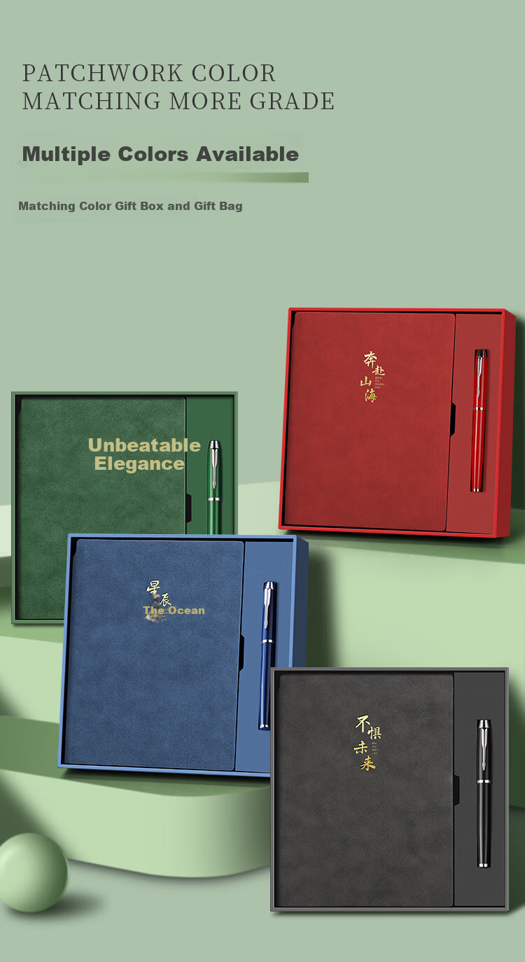 Ujia Notebook Gift Box Set, Business Lambskin Leather Notebook, High-Quality Office Work Meeting Record Book, Gift for Company And Teacher's Day, Customizable Two-Piece Gift Box Set 3