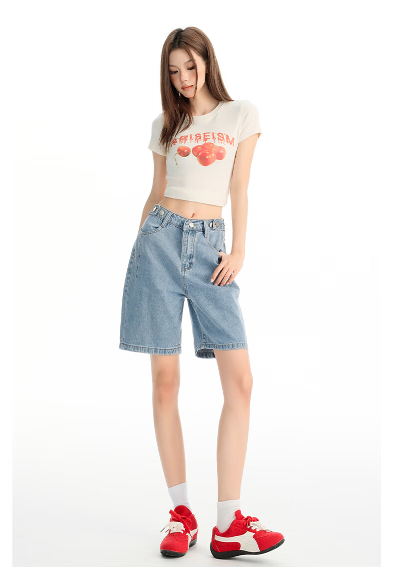 Jeanswest Women's Denim Shorts 2026 Spring Summer High Waist A-Line Slim Functional Style Hot Pants Black XL 14