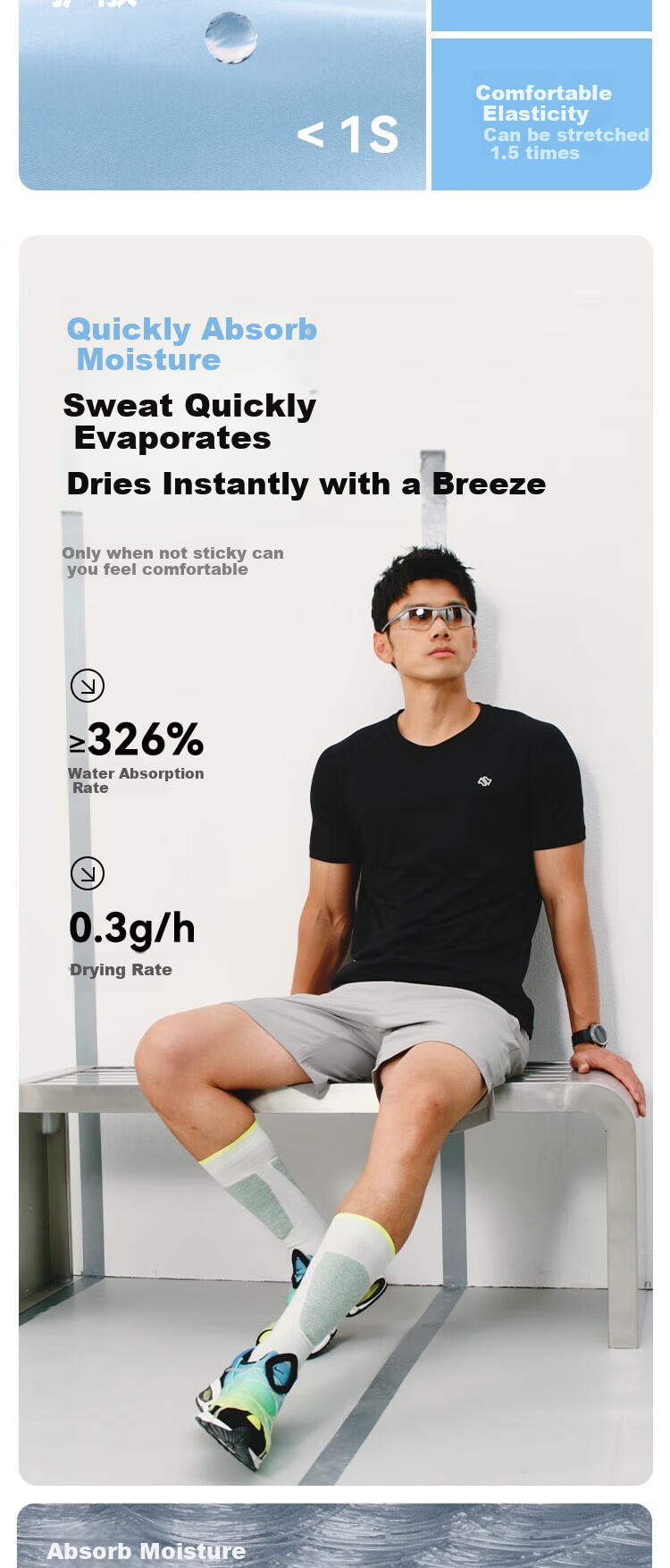 JD Original Ultra-Breathable Quick-Dry T-Shirt for Running And Fitness, Short Sleeve 2-Pack Sports Set, Black And White, Size M 3