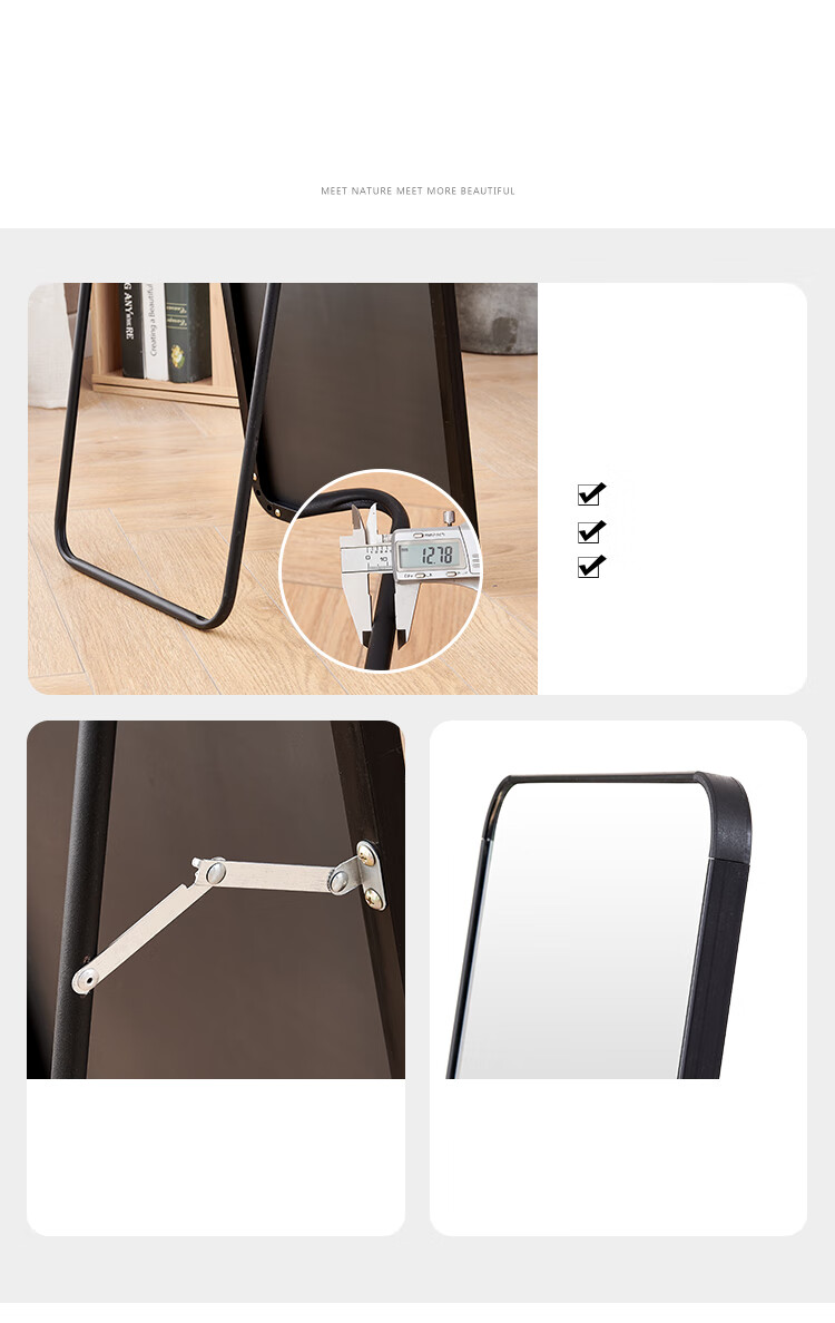XINGKAI Full-Length Dressing Mirror Wall-Mounted Floor Mirror for Bedroom JY89 Gold 146*36cm 9