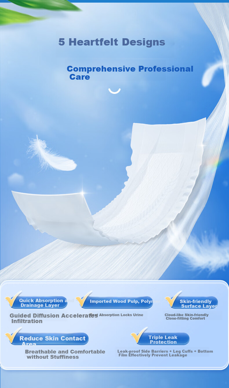 Elderjoy Value Pack Straight Adult Diapers, M Size, 20 Pieces, 48*22cm, Incontinence Pads, Adult Diapers for Elderly Men And Wome 5