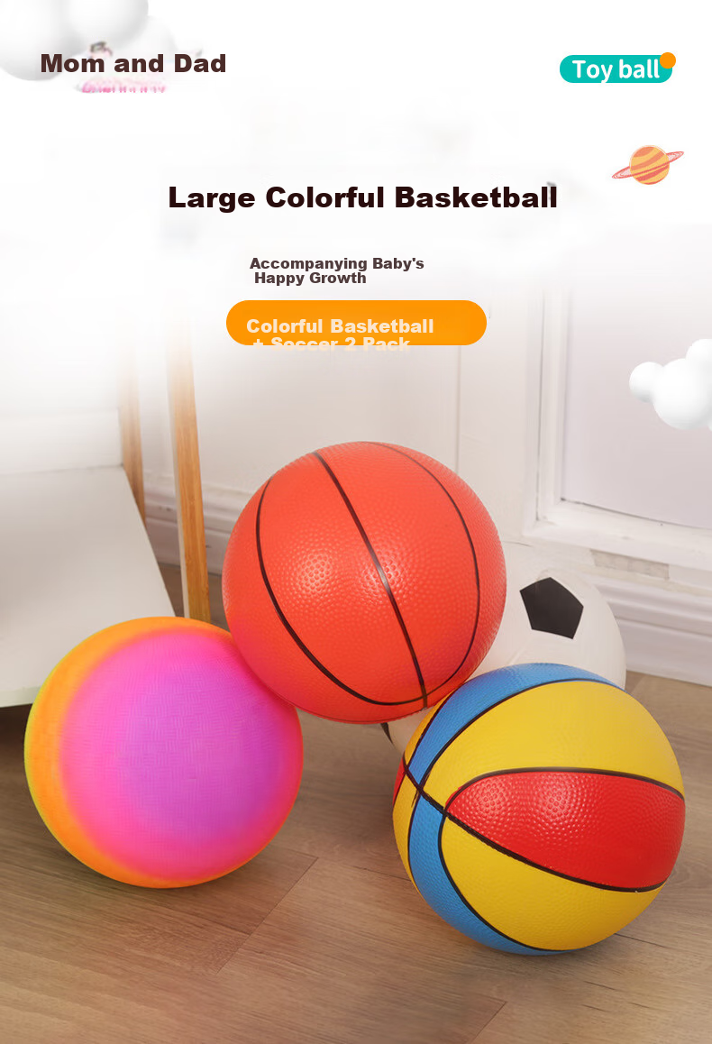 Babamama Ball for Children Aged 1-3, Toy Ball, Small Basketball, Soccer Ball, Baby Soft Ball, Infant Inflatable Bouncy Ball, Pat Ball 1