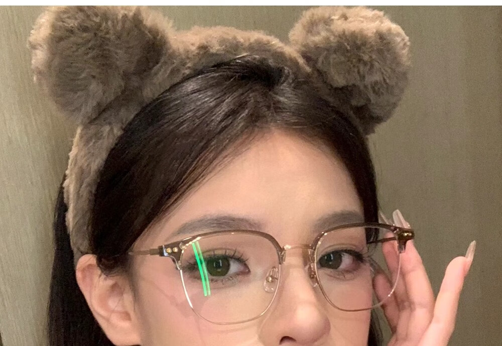 Cuntiandaofu Blue Light Blocking Glasses, Semi-Rimless Glasses, Ultra-Light Large Frame Glasses to Make Face Look Smaller, Plain Non-Prescription Glasses, Brightening Olive Gree 1