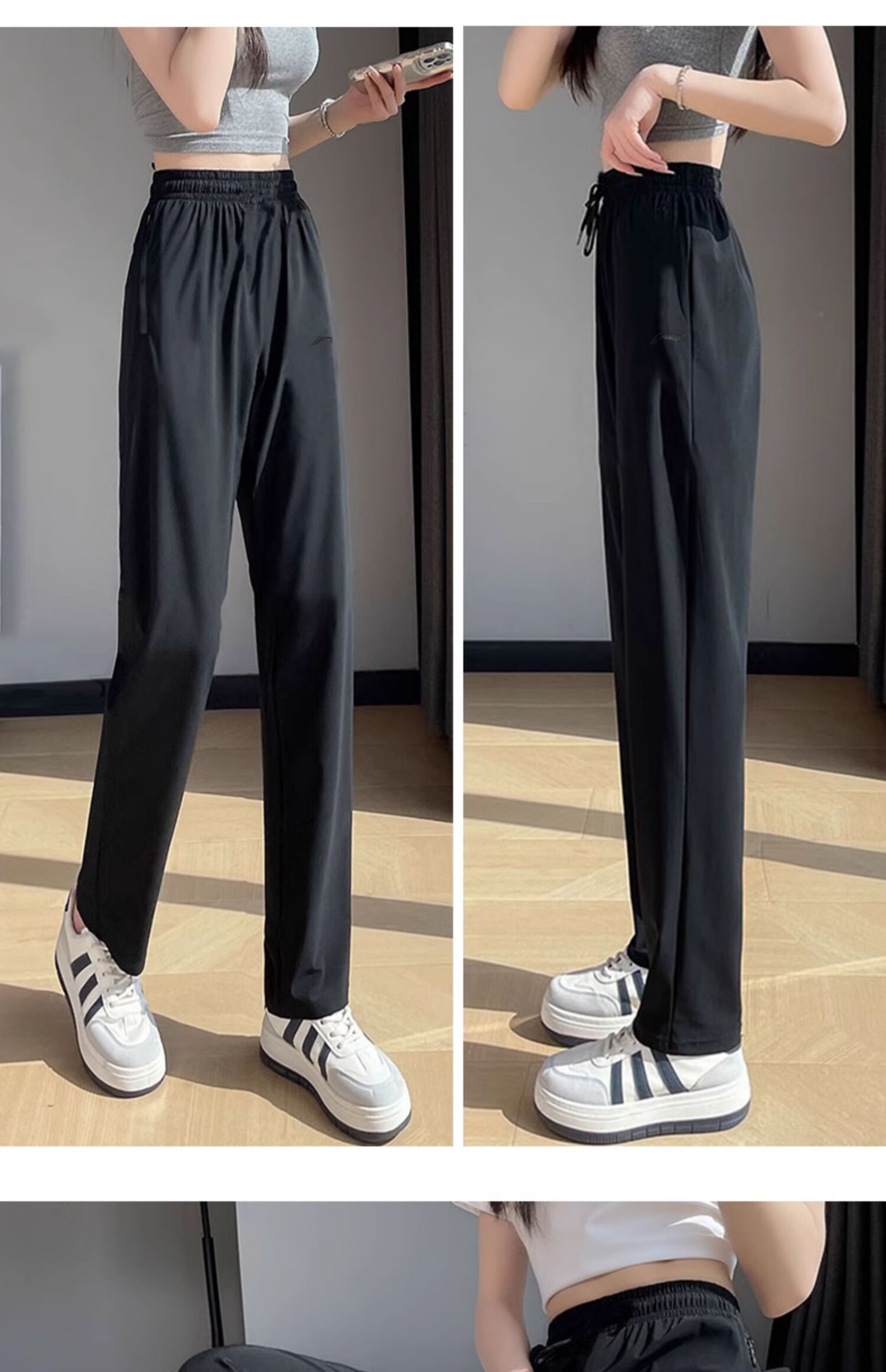 LI-NING Women's Sports Pants Flat Waist Running Long Pants Quick-Dry Fashion Logo Casual Athletic Trousers 8