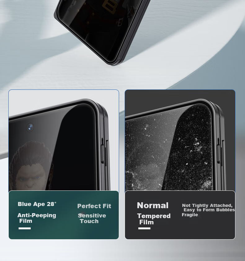 BLUEO [28° New Upgrade] Tempered Glass Screen Protector for OPPO Find X9 Ultra, HD Anti-Peeping, Anti-Drop, Anti-Fingerprint Phone Film 6