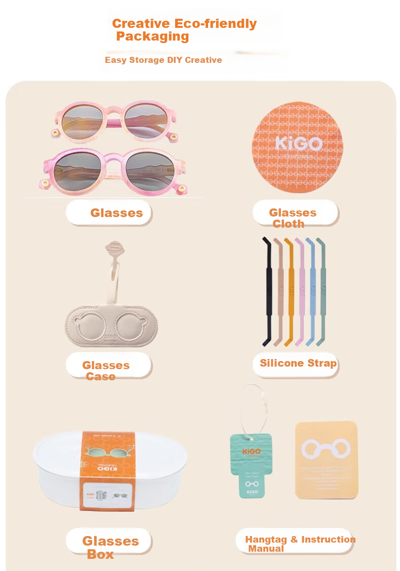Kigo 2025 Children's Polarized Sunglasses, UV Protection, Children's Day Gift, Sunset Orange (Ages 3-6) 23