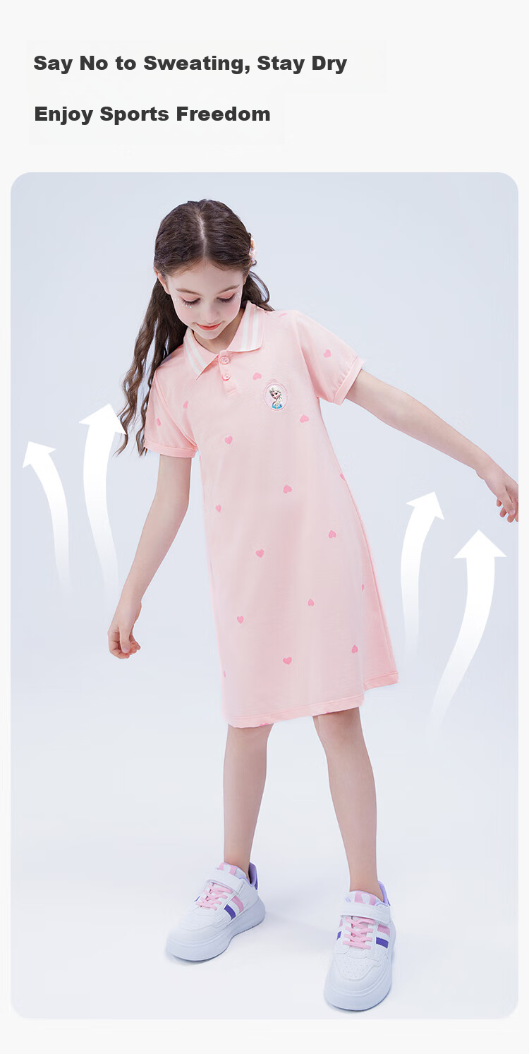 Disney Colorblock Polo Dress School Style Summer 2026 Girls Breathable Soft A-Line Dress 140 3