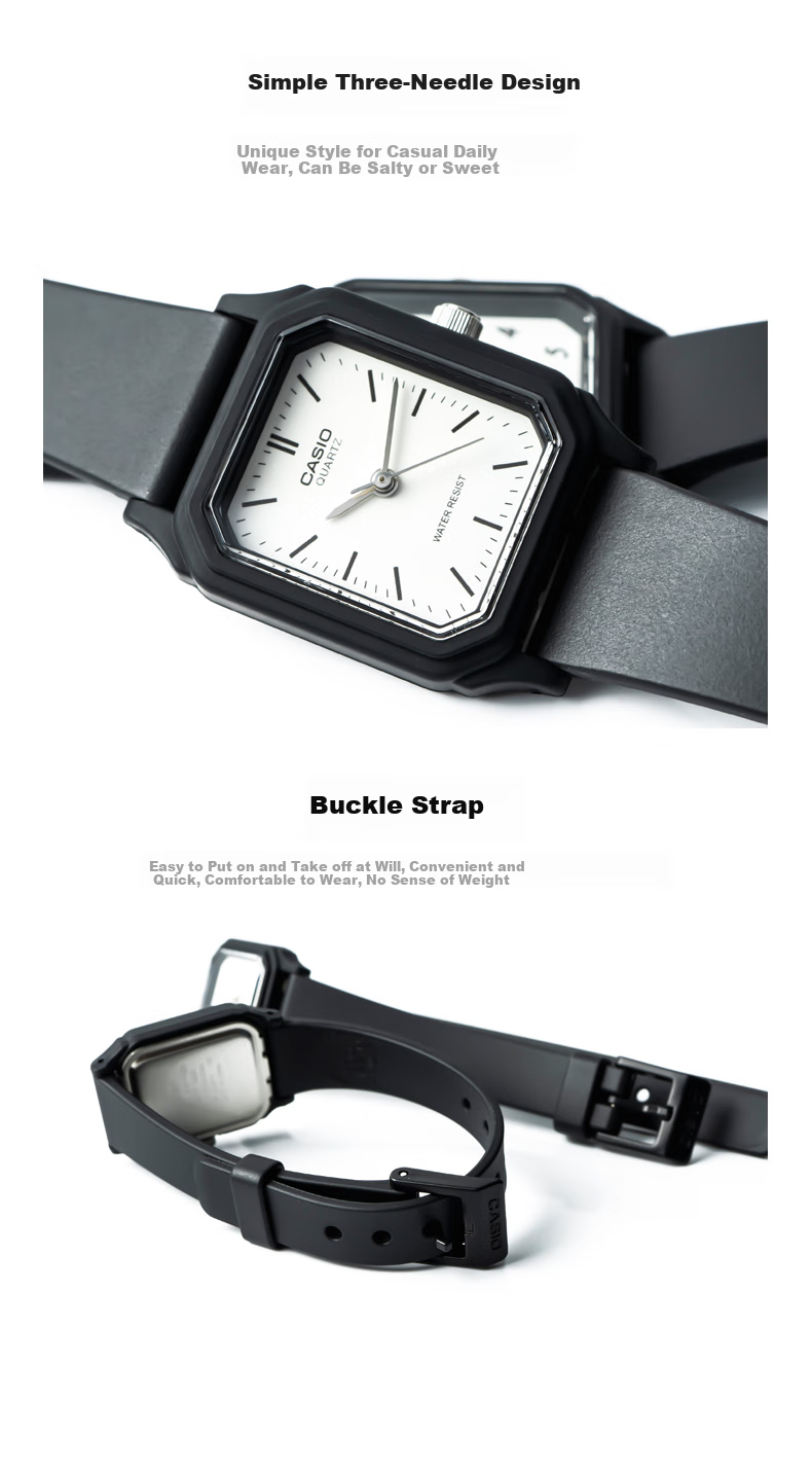 Casio Women's Watch, Small Black Dial, Fashionable And Simple, Suitable for Students' Exams, Analog Quartz Watch for Women LQ-142 4