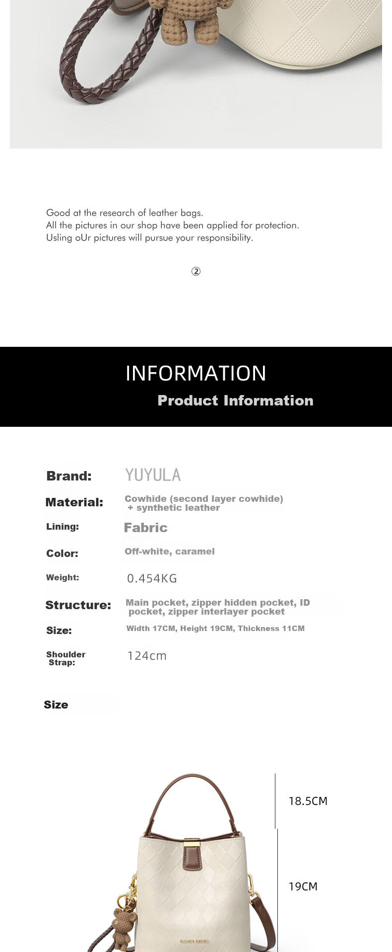 YUYULA Leather Handbag, Women's Crossbody Bucket Bag, Commuter Luxury Shoulder Bag, Birthday Gift for Wife Or Girlfriend on May 20th 4