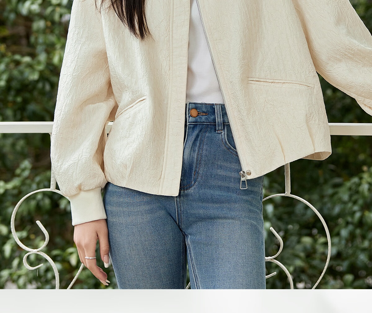 Taxiang Short Baseball Jacket for Women, Spring And Autumn Textured Design, Outerwear for Petite Figures, Cardigan T51D034 4