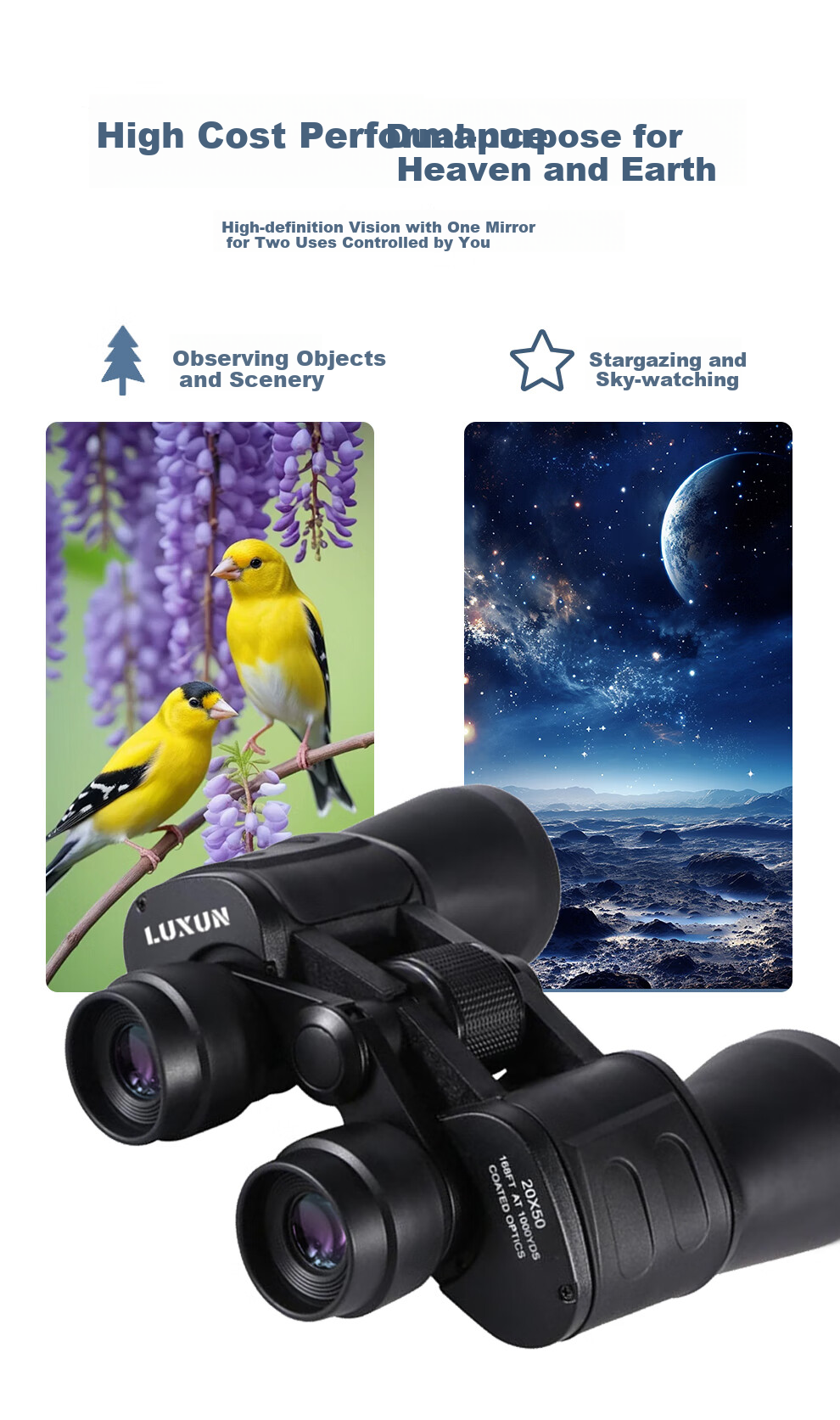LUXUN Lieyu 1st Generation Binoculars, High-Definition, High-Magnification, Military-Grade with Night Vision, 100 Professional-Level Adult Outdoor Kilometer 4